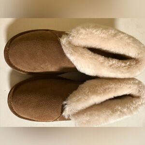 EMU Australia Suede & Wool Slippers W/8 M/7 Tan